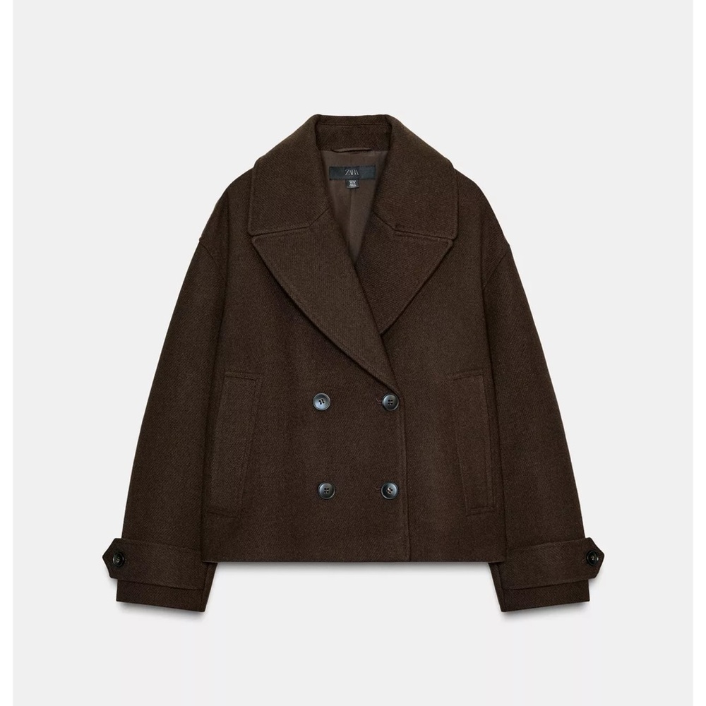 Zara Double-Breasted Short Coat - Picture 7 of 12